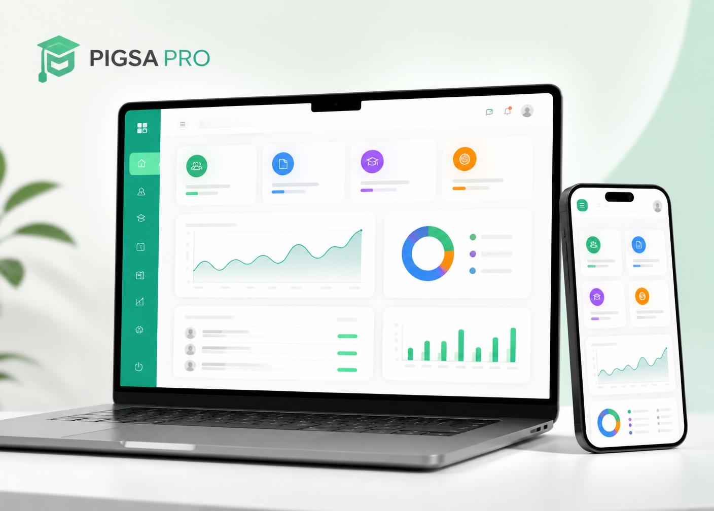 Aperçu de la plateforme PIGSA PRO : tableau de bord sur ordinateur et mobile